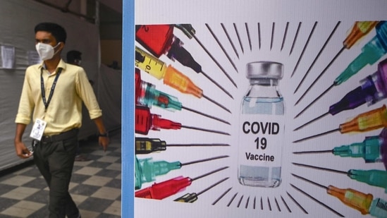 A doctor walks out of a Covid-19 vaccination centre in Mumbai on April 8. Meanwhile, Maharashtra became the first state in India to administer more than 10 million doses of the vaccine against the coronavirus disease (Covid-19) on April 11, HT reported stating Maharashtra health department data.(Indranil Mukherjee / AFP)