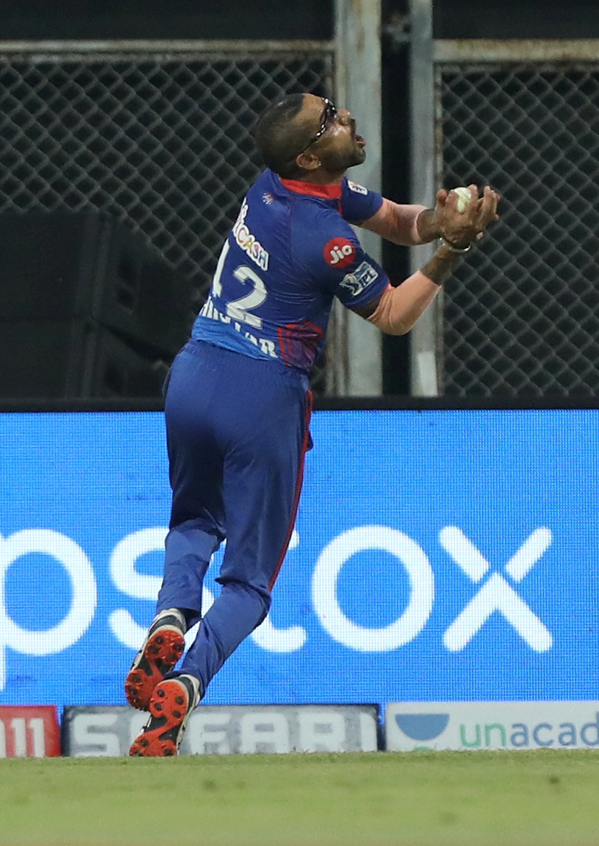 Shikhar Dhawan takes a catch during match 2 of the Indian Premier League 2021 between Chennai Super Kings and the Delhi Capitals, at the Wankhede Stadium in Mumbai, (PTI) Shikhar Dhawan takes a catch during match 2 of the Indian Premier League 2021 between Chennai Super Kings and the Delhi Capitals, at the Wankhede Stadium in Mumbai, (PTI)