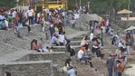 Residents seen without masks and violating Covid-19 at Sukhna Lake in Chandigarh. (Keshav Singh/Hindustan Times) Residents seen without masks and violating Covid-19 at Sukhna Lake in Chandigarh. (Keshav Singh/Hindustan Times)