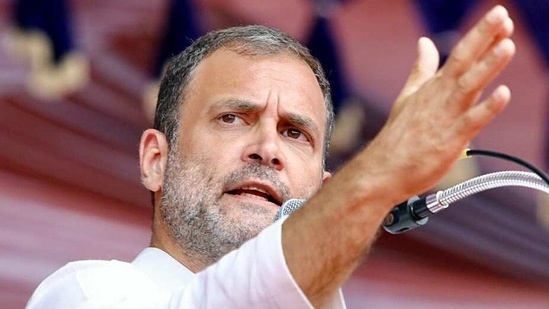 Congress leader Rahul Gandhi addresses a public meeting, in Salem on Sunday. (ANI Photo) Congress leader Rahul Gandhi addresses a public meeting, in Salem on Sunday. (ANI Photo)