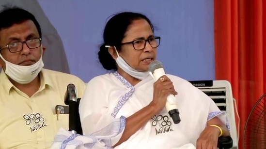 West Bengal Chief Minister Mamata Banerjee addresses a public rally, in Dum Dum on Monday. (ANI Photo) West Bengal Chief Minister Mamata Banerjee addresses a public rally, in Dum Dum on Monday. (ANI Photo)