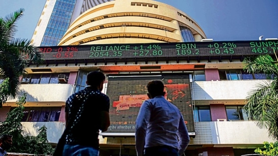 The market capitalisation of BSE-listed companies has been erased by ₹6,86,708.74 crore to ₹2,02,76,533.13 crore. (Bloomberg File Photo ) The market capitalisation of BSE-listed companies has been erased by ₹6,86,708.74 crore to ₹2,02,76,533.13 crore. (Bloomberg File Photo )