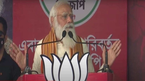 PM Modi addresses a rally in Barasat, West Bengal. (Narendra Modi/YouTube)