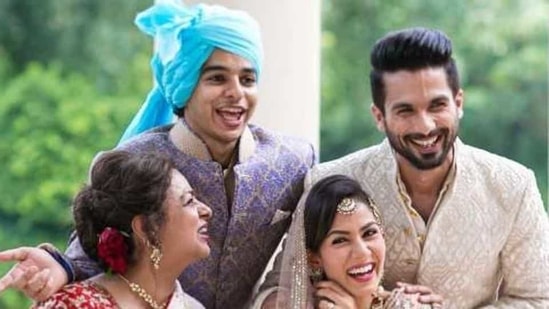 Ishaan Khatter and mother Neelima Azeem at Shahid Kapoor and Mira Rajput’s wedding.