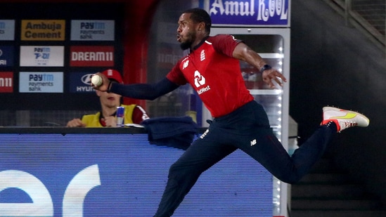 England's Chris Jordan's spectacular fielding effort during the limited-overs series against India(TWITTER)