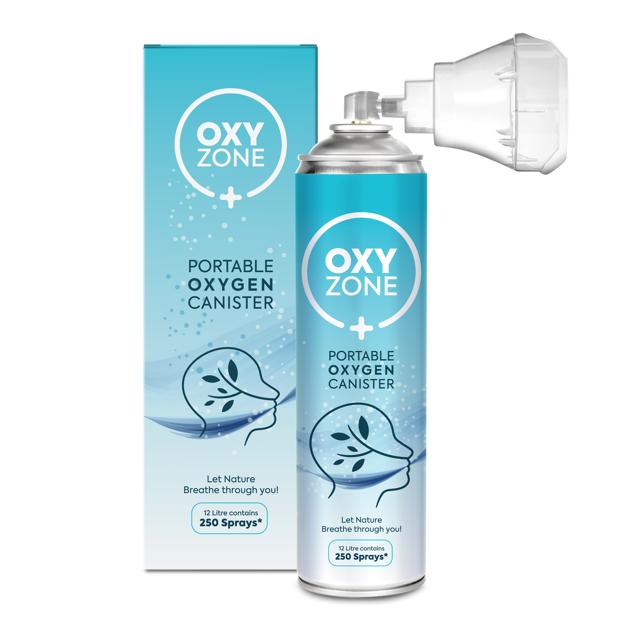 Portable oxygen canister by Oxy Zone to help maintain your oxygen levels Portable oxygen canister by Oxy Zone to help maintain your oxygen levels