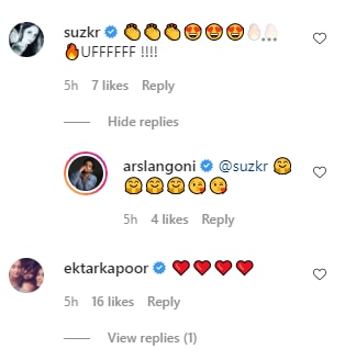 Sussanne Khan, Ekta Kapoor and Parth Samthaan react to Arslan Goni's video.