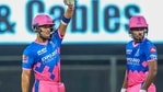 Sanju Samson and Riyan Parag of Rajasthan Royals during the Indian Premier League 2021 match between Rajasthan Royals and the Punjab Kings at the Wankhede Stadium in Mumbai, Monday, April 12, 2021. (PTI) Sanju Samson and Riyan Parag of Rajasthan Royals during the Indian Premier League 2021 match between Rajasthan Royals and the Punjab Kings at the Wankhede Stadium in Mumbai, Monday, April 12, 2021. (PTI)