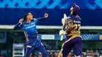 Rahul Chahar celebrates the wicket of Nitesh Rana during Indian Premier League 2021 cricket match between Kolkata Knight Riders and Mumbai Indians at the M. A. Chidambaram Stadium, in Chennai. Rahul Chahar celebrates the wicket of Nitesh Rana during Indian Premier League 2021 cricket match between Kolkata Knight Riders and Mumbai Indians at the M. A. Chidambaram Stadium, in Chennai.