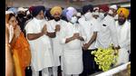 SAD President Sukhbir Singh Badal and Bathinda MP Harsimrat Kaur Badal paying obeisance at Takht Damdama Sahib in Talwandi Sabo on Tuesday. (Sanjeev Kumar/HT) SAD President Sukhbir Singh Badal and Bathinda MP Harsimrat Kaur Badal paying obeisance at Takht Damdama Sahib in Talwandi Sabo on Tuesday. (Sanjeev Kumar/HT)