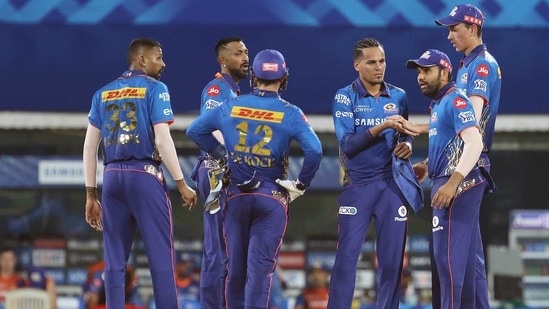 Rahul Chahar celebrates the wicket of Rahul Tripathi of Kolkata Knight Riders. (ANI Photo/ IPL Twitter)