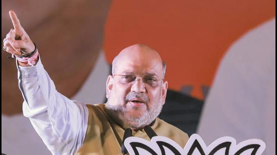 Kolkata: Union Home Minister Amit Shah addresses an election campaign rally in support of BJP candidates for Assembly polls, at Bidhan Nagar in Kolkata, Tuesday, April 13, 2021. (PTI Photo) (PTI04_13_2021_000220B) (PTI) Kolkata: Union Home Minister Amit Shah addresses an election campaign rally in support of BJP candidates for Assembly polls, at Bidhan Nagar in Kolkata, Tuesday, April 13, 2021. (PTI Photo) (PTI04_13_2021_000220B) (PTI)