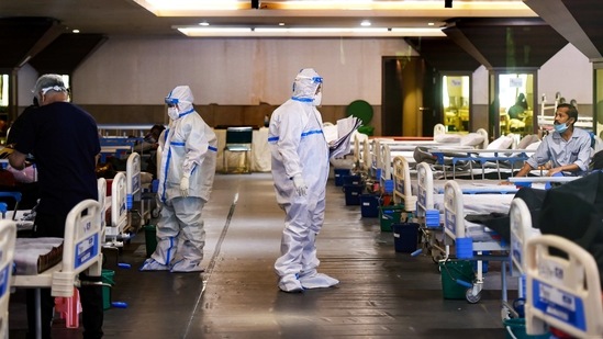 As many as 102,460 Covid-19 tests, comprising 64,544 RTPCR, CBNAAT and TrueNat tests and 37,916 Rapid Antigen Tests, were conducted on the day. In picture - Patients at a banquet hall temporarily converted into an isolation ward in New Delhi. (PTI ) As many as 102,460 Covid-19 tests, comprising 64,544 RTPCR, CBNAAT and TrueNat tests and 37,916 Rapid Antigen Tests, were conducted on the day. In picture - Patients at a banquet hall temporarily converted into an isolation ward in New Delhi. (PTI )