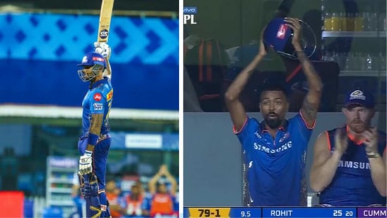 IPL 2021, KKR vs MI: Suryakumar celebrates 50 as Hardik applauds. (MI/ Twitter)