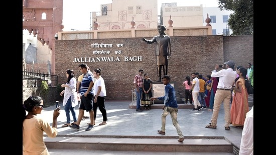 The statue of Shaheed Udham Singh at Jallianwala Bagh in Amritsar. (HT Photo) The statue of Shaheed Udham Singh at Jallianwala Bagh in Amritsar. (HT Photo)