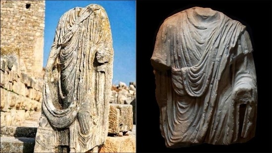 Stolen Roman 'Togatus' statue, worth 100,000 euro, found in Belgian shop(Twitter/Nabil_1968/AncientArtWien)