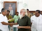 The state government handover the <span class='webrupee'>₹</span>50 lakh compensation to former ISRO scientist Nambi Narayanan as directed by the Supreme Court in the espionage case in this file photo from 2018. (HT Archive) The state government handover the <span class='webrupee'>₹</span>50 lakh compensation to former ISRO scientist Nambi Narayanan as directed by the Supreme Court in the espionage case in this file photo from 2018. (HT Archive)