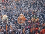 The Kumbh Mela is being held from April 1 to 30 this year. (PTI Photo)(PTI) The Kumbh Mela is being held from April 1 to 30 this year. (PTI Photo)(PTI)