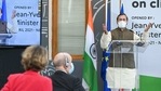 Union environment minister Prakash Javadekar addresses an event at the French embassy in New Delhi on Tuesday. (Photo by Prakash SINGH / AFP)(AFP) Union environment minister Prakash Javadekar addresses an event at the French embassy in New Delhi on Tuesday. (Photo by Prakash SINGH / AFP)(AFP)