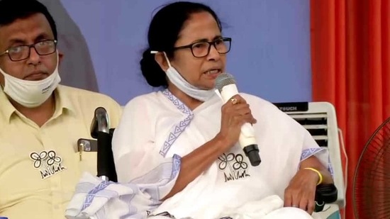 West Bengal Chief Minister Mamata Banerjee addresses a public rally, in Dum Dum on Monday. (ANI Photo) West Bengal Chief Minister Mamata Banerjee addresses a public rally, in Dum Dum on Monday. (ANI Photo)