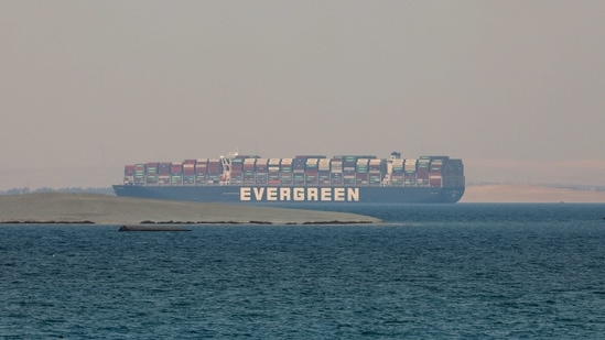 The Ever Given, a Panama-flagged cargo ship, is seen in Egypt's Great Bitter Lake. (AP / File) The Ever Given, a Panama-flagged cargo ship, is seen in Egypt's Great Bitter Lake. (AP / File)