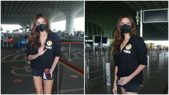 Tara Sutaria was recently spotted at the Mumbai airport before boarding her flight to Goa. (Varinder Chawla) Tara Sutaria was recently spotted at the Mumbai airport before boarding her flight to Goa. (Varinder Chawla)