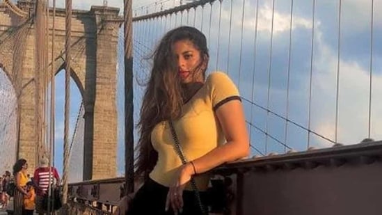 Suhana Khan poses in New York City.