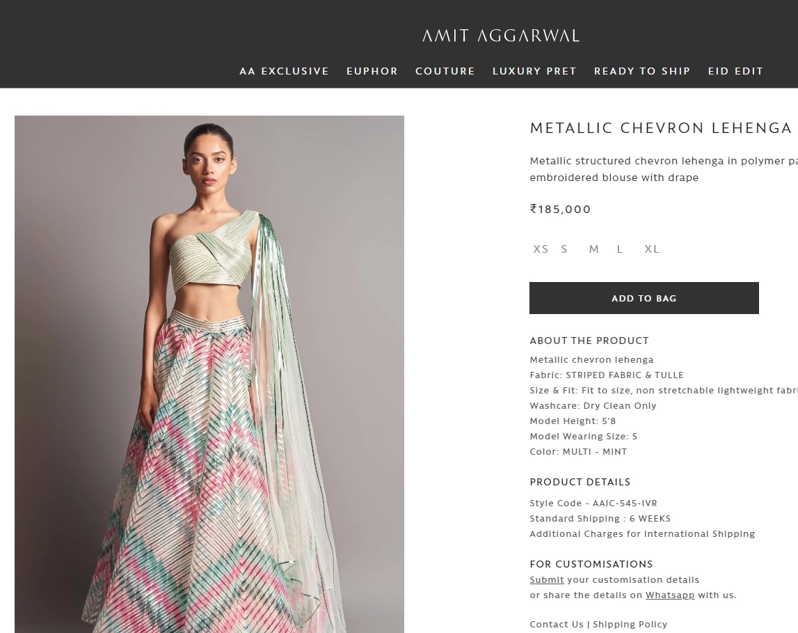 Madhuri Dixit's lehenga is worth  ₹1.9 lakh (amitaggarwal.com)