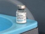 A vial containing Bharat Biotech's 'Covaxin' Covid-19 vaccine. 