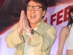 Jackie Chan welcomed at JW Marriott, Juhu in Mumbai. (Pramod Thakur/HT PHOTO)