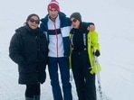Sara Ali Khan with mother Amrita Singh and brother Ibrahim Ali Khan in Gulmarg.