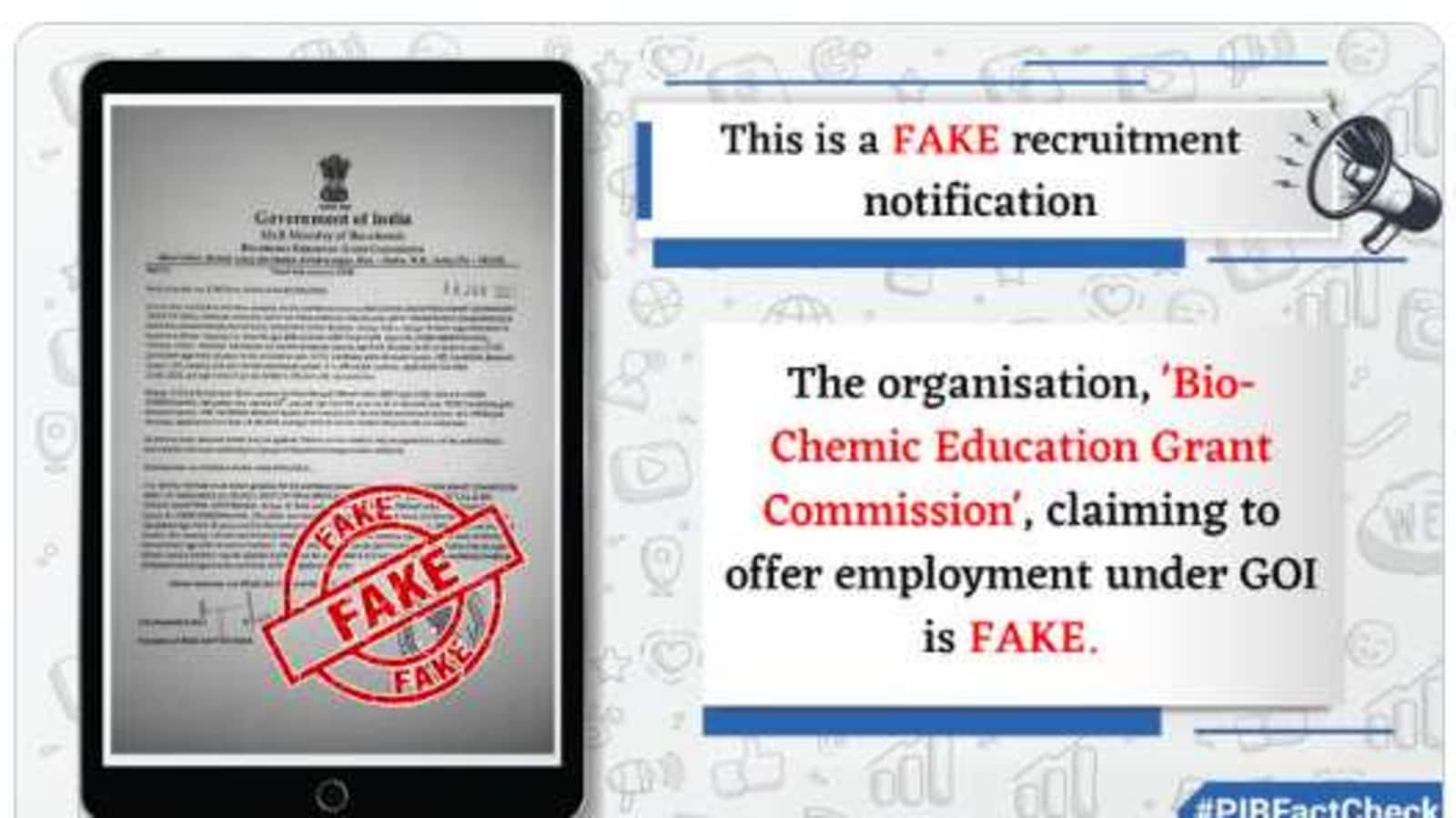 Beware of this fake recruitment notification in circulation, says PIB