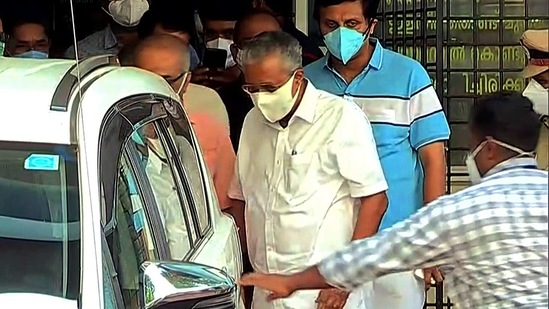 Chief Minister of Kerala Pinarayi Vijayan discharged from Government Medical College Hospital in Kozhikode on Wednesday. (ANI Photo)