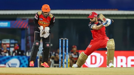 RCB captain Virat Kohli plays a shot during Indian Premier League cricket match between Sunrisers Hyderabad and Royal Challengers Bangalore at the M. A. Chidambaram Stadium, in Chennai, Wednesday, April 14, 2021. (PTI) RCB captain Virat Kohli plays a shot during Indian Premier League cricket match between Sunrisers Hyderabad and Royal Challengers Bangalore at the M. A. Chidambaram Stadium, in Chennai, Wednesday, April 14, 2021. (PTI)