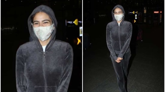 Sara Ali Khan at the airport on her arrival in Mumbai.(Varinder Chawla)