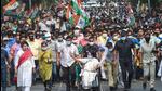 West Bengal chief minister Mamata Banerjee during a roadshow for state assembly polls, in Kolkata on Thursday, April 15. (PTI)