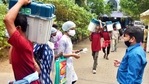 Polling workers carry EVMs and other polling materials to a distribution center on the eve of the fifth phase of West Bengal Assembly election, in Kolkata on Friday. (ANI Photo ) Polling workers carry EVMs and other polling materials to a distribution center on the eve of the fifth phase of West Bengal Assembly election, in Kolkata on Friday. (ANI Photo )