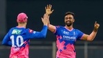 Jaydev Unadkat of Rajasthan Royals celebrates the wicket of Shikhar Dhawan of Delhi Capitals during Indian Premier League cricket match between Rajasthan Royals and Delhi Capitals at the Wankhede Stadium in Mumbai, Thursday, April 15, 2021. (PTI) Jaydev Unadkat of Rajasthan Royals celebrates the wicket of Shikhar Dhawan of Delhi Capitals during Indian Premier League cricket match between Rajasthan Royals and Delhi Capitals at the Wankhede Stadium in Mumbai, Thursday, April 15, 2021. (PTI)