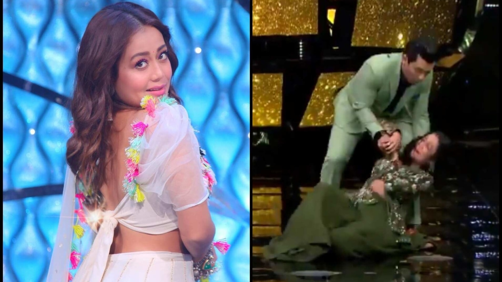 When Neha Kakkar fell on stage while dancing with Aditya Narayan. Watch video