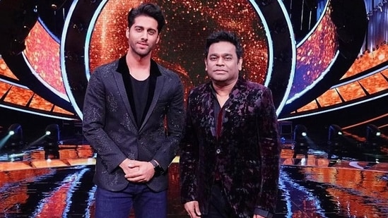 Ehan Bhat with AR Rahman on the sets of Indian Idol 12.