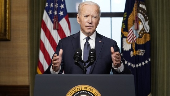 Joe Biden spoke at a joint news conference with Japanese Prime Minister Yoshihide Suga on Friday, a day after a gunman opened fire at a FedEx Corp. (Bloomberg) Joe Biden spoke at a joint news conference with Japanese Prime Minister Yoshihide Suga on Friday, a day after a gunman opened fire at a FedEx Corp. (Bloomberg)