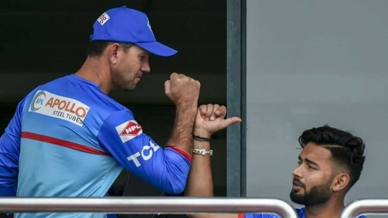 Rishabh Pant with Delhi Capitals coach Ricky Ponting.(File/PTI)