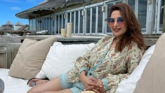 Madhuri Dixit took the beach vacation in the island nation with her husband Dr Shriram Nene.