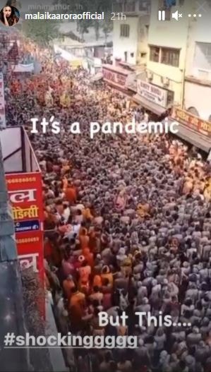 Malaika Arora shared this picture of the Kumbh Mela to express her view.