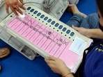 An EVM and its accessories being distributed to polling officials. (ANI file photo)