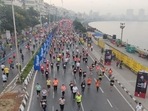 Runners participate in the Mumbai Marathon 2020 Marine drive (File Photo)