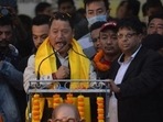 Bimal Gurung, leader of the Gorkha Janmukti Morcha (GJM).(AFP PHOTO.)