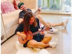 Neha Kakkar and Rohanpreet Singh at their home in Mumbai.