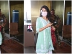 Rhea Chakraborty seen outside the Mumbai airport.