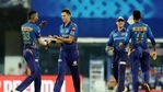 Trent Boult celebrates the wicket of Rashid Khan during match 9 of the Indian Premier League 2021 between Mumbai Indians and Sunrisers Hyderabad, at the M. A. Chidambaram Stadium in Chennai, (PTI Photo/Sportzpics for IPL) Trent Boult celebrates the wicket of Rashid Khan during match 9 of the Indian Premier League 2021 between Mumbai Indians and Sunrisers Hyderabad, at the M. A. Chidambaram Stadium in Chennai, (PTI Photo/Sportzpics for IPL)